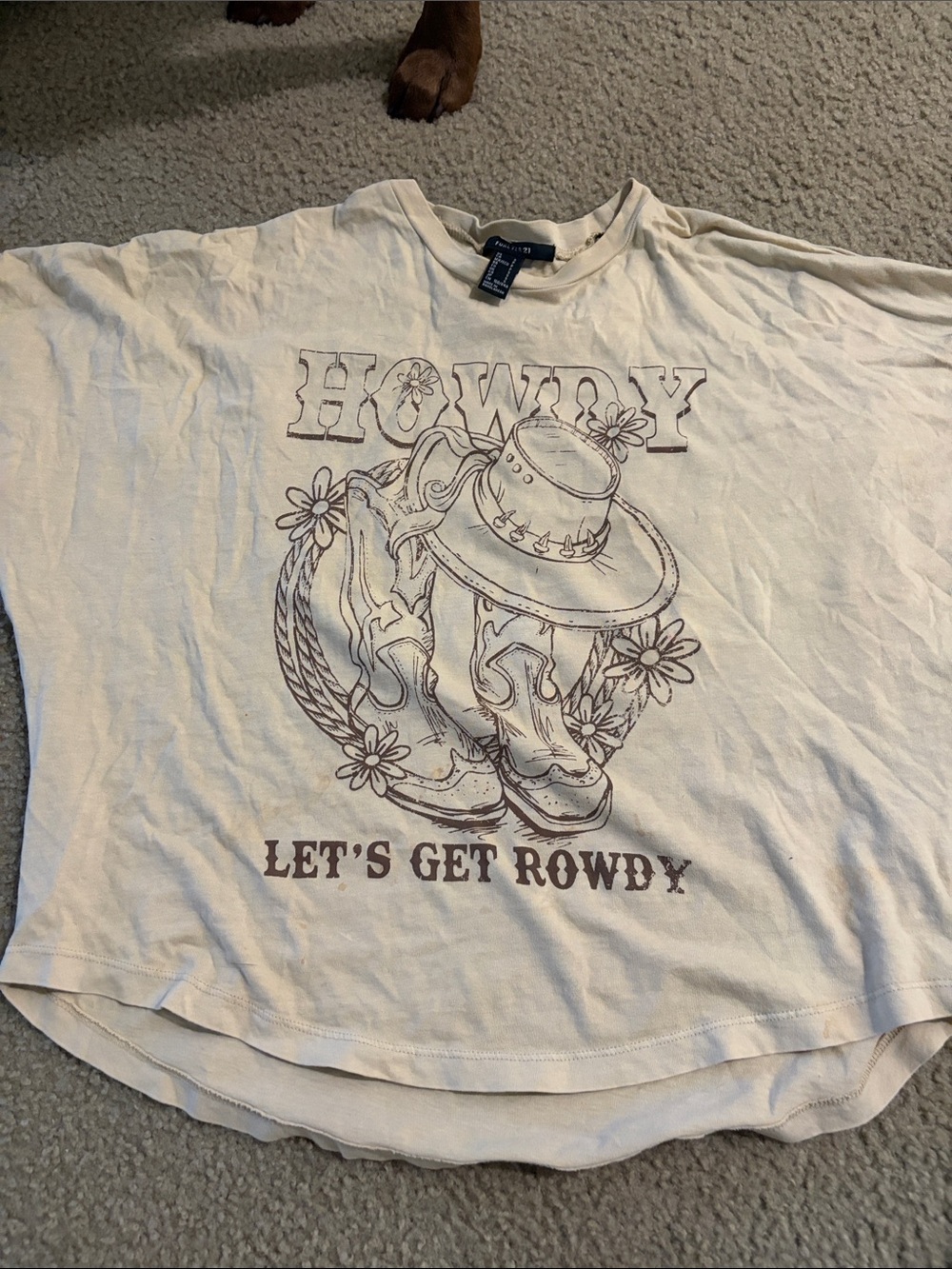 Forever 21 Cream Graphic 'Howdy Let's Get Rowdy' Short Sleeve Tee